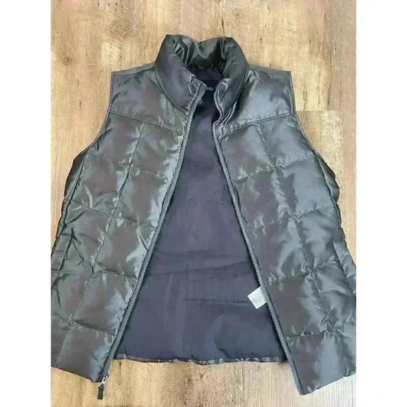 Lands' End Down Feather Puffer Vest Shiny Gray Full Zip Women's Size M - Picture 15 of 16